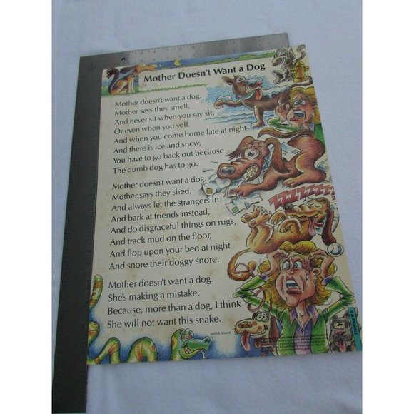 Mother Doesn't Want a Dog School Poster Judith Viorst 30253 Poetry VNTG - Picture 5 of 5
